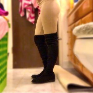 Suede thigh high boots